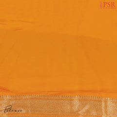 Orange Yellow Banarasi Habutai Satin Saree