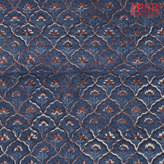 Dark Blue Ajrakh Print Running Material