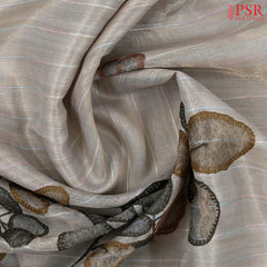 Grey Tissue Embroidery Saree