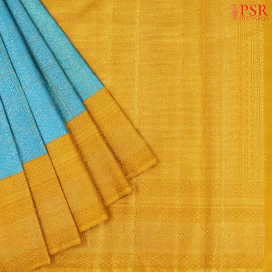 Turquoise Blue Bridal Kanchipuram Silk Saree