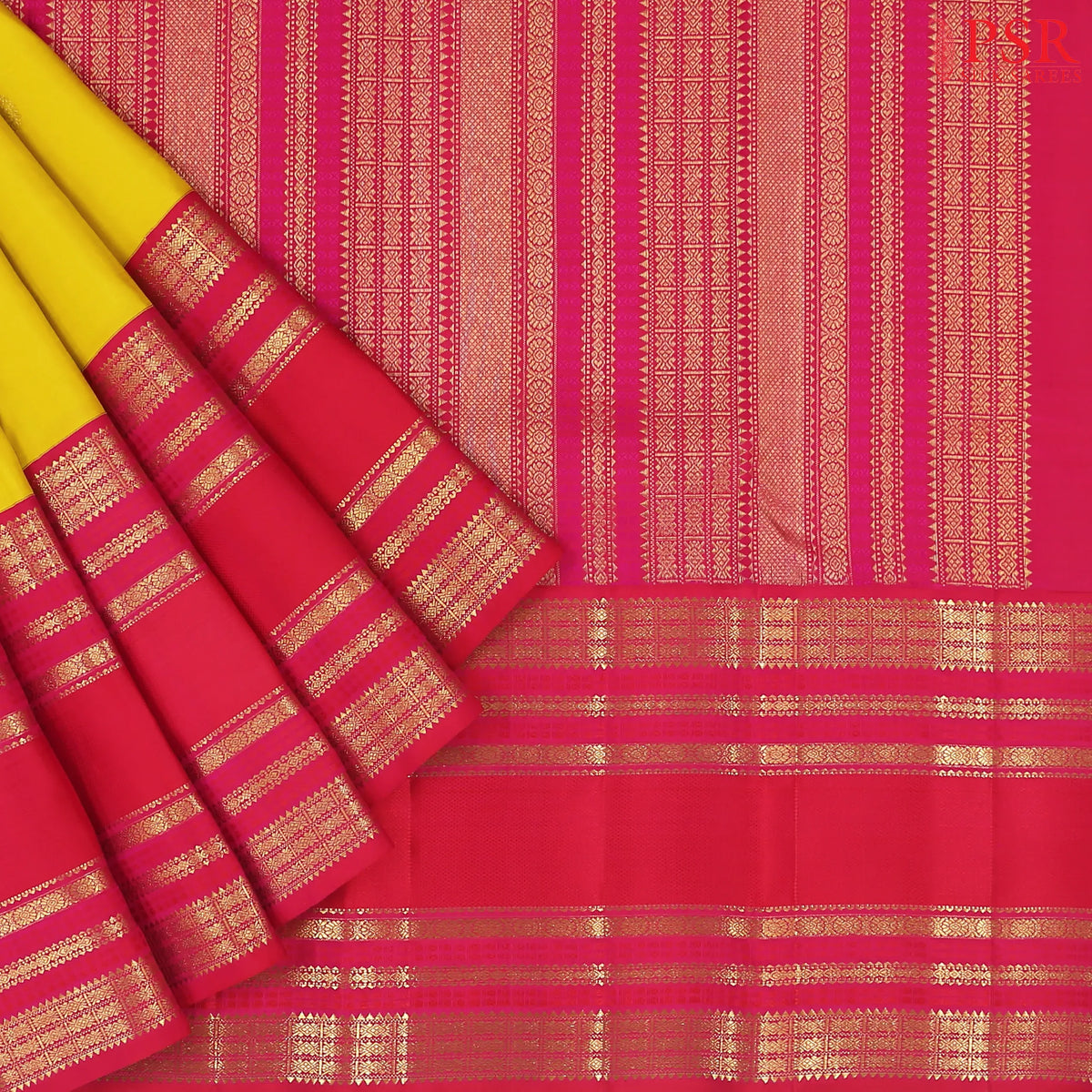 Italian Yellow Kanchipuram Silk Saree