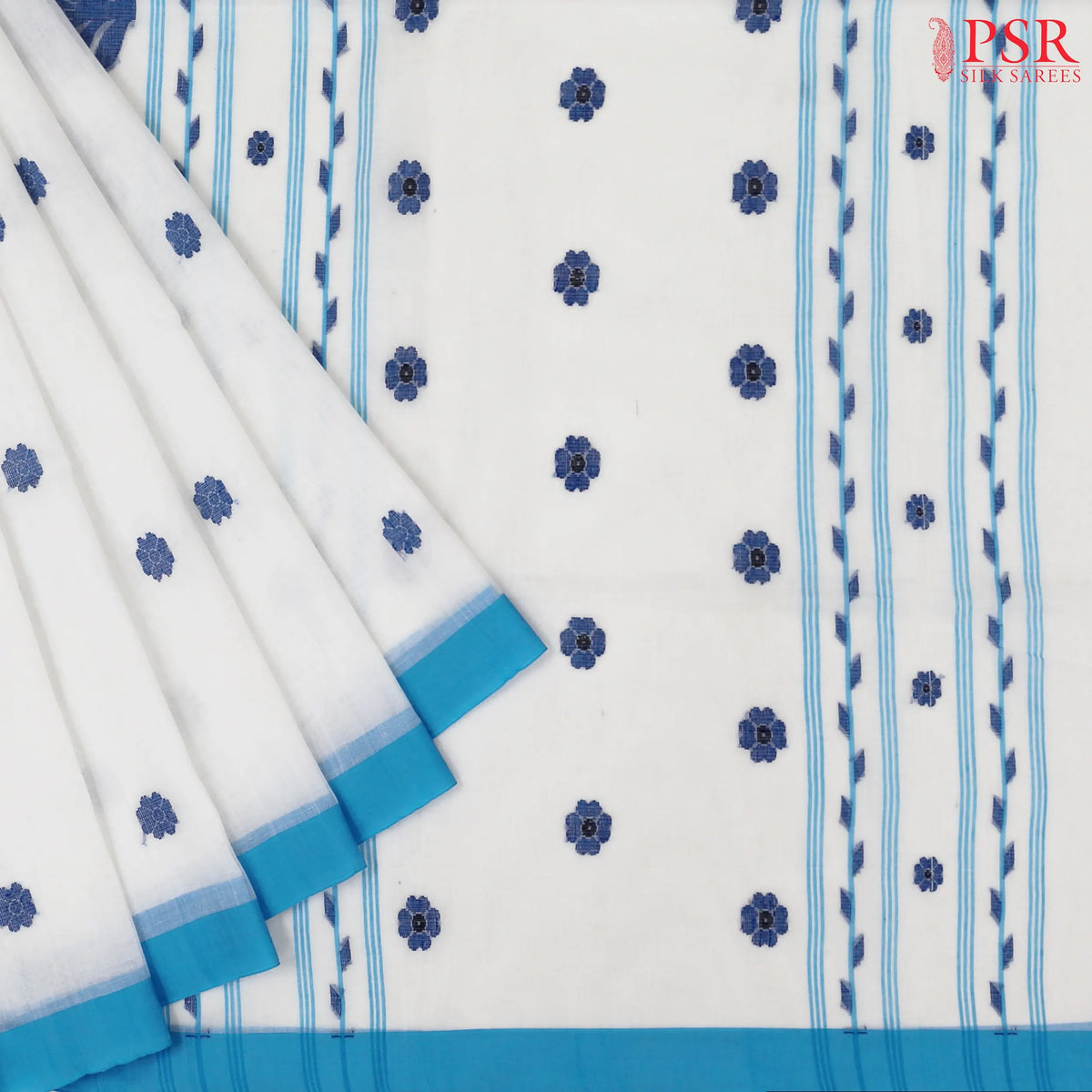 White Byloom Cotton Saree