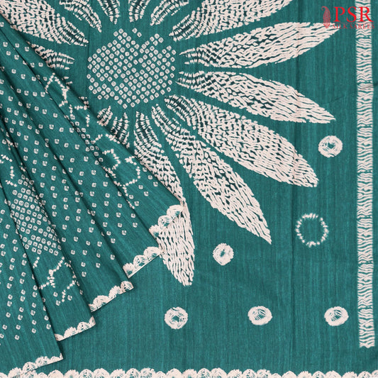 Dark Turquoise Semi Tussar Saree