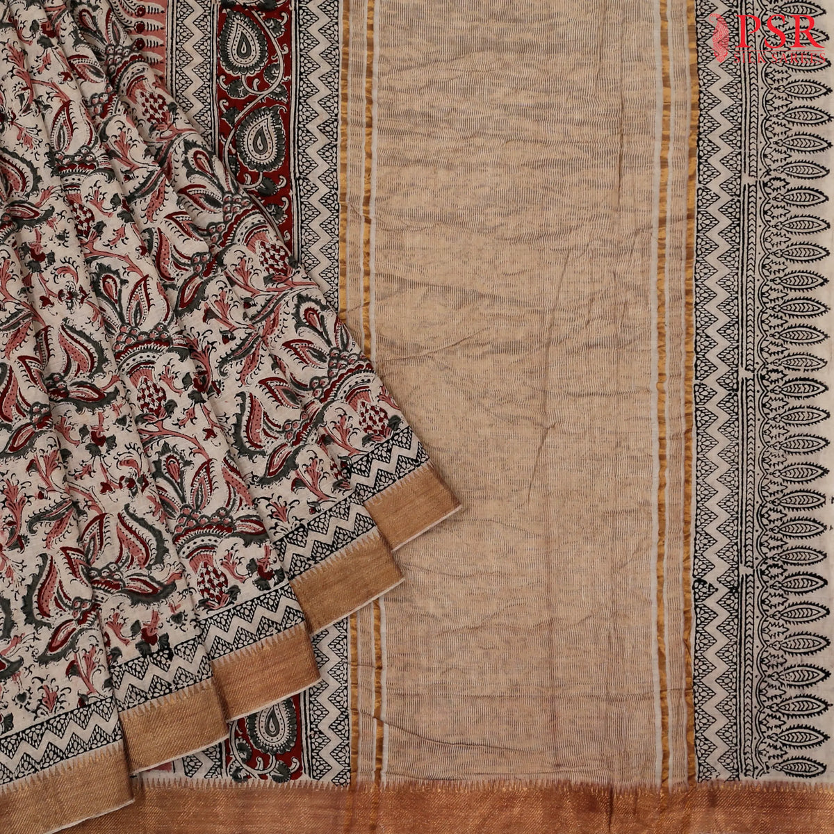 Sepia Beige Mangalagiri Cotton Saree