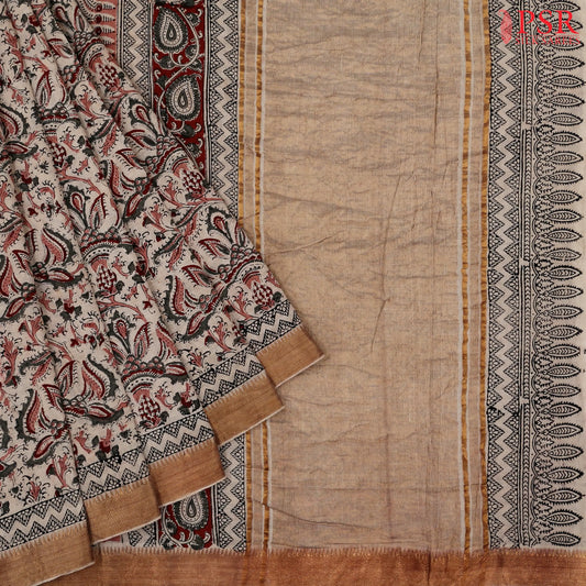 Sepia Beige Mangalagiri Cotton Saree