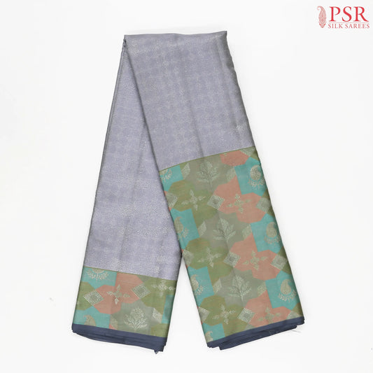 Steel Grey Kanchipuram Jacquard Tissue Silk Saree