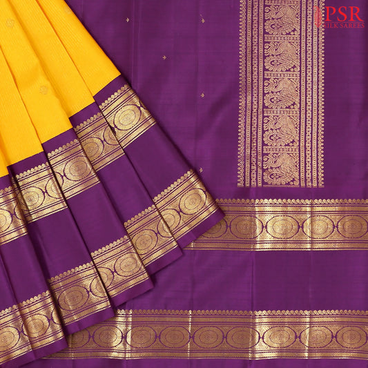 Amber Yellow Kanchipuram Silk Saree