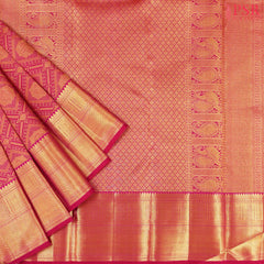 Cerise Pink Kanchipuram Jacquard Silk Saree