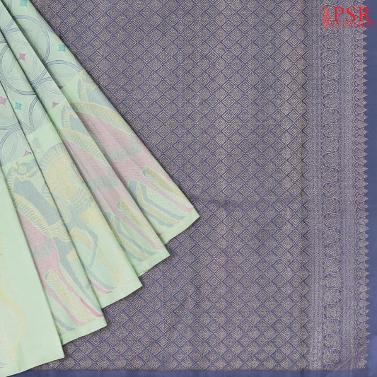 Pastel Mint Green Kanchipuram Silk Saree