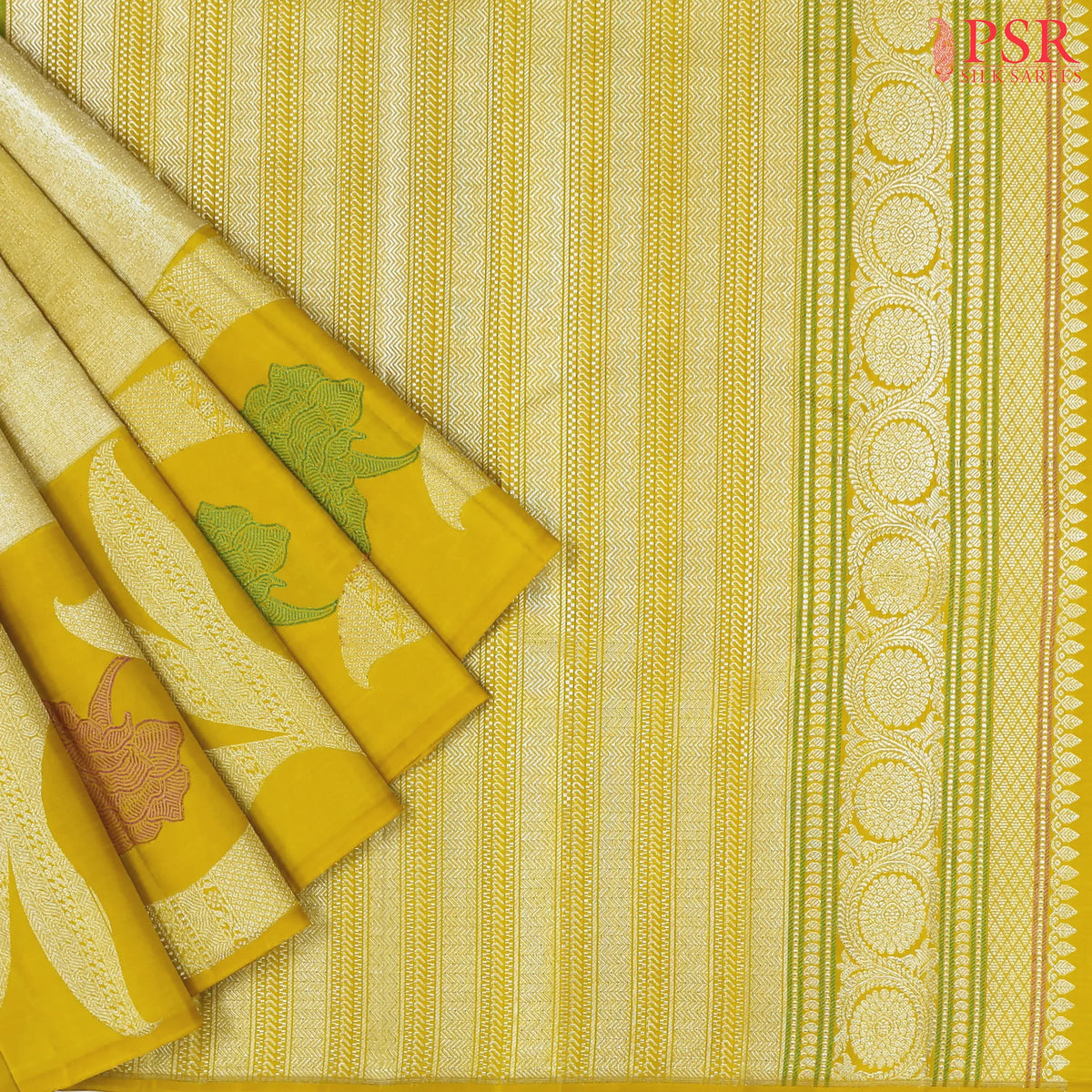 Tuscany Yellow Kanchipuram Jacquard Tissue Silk Saree