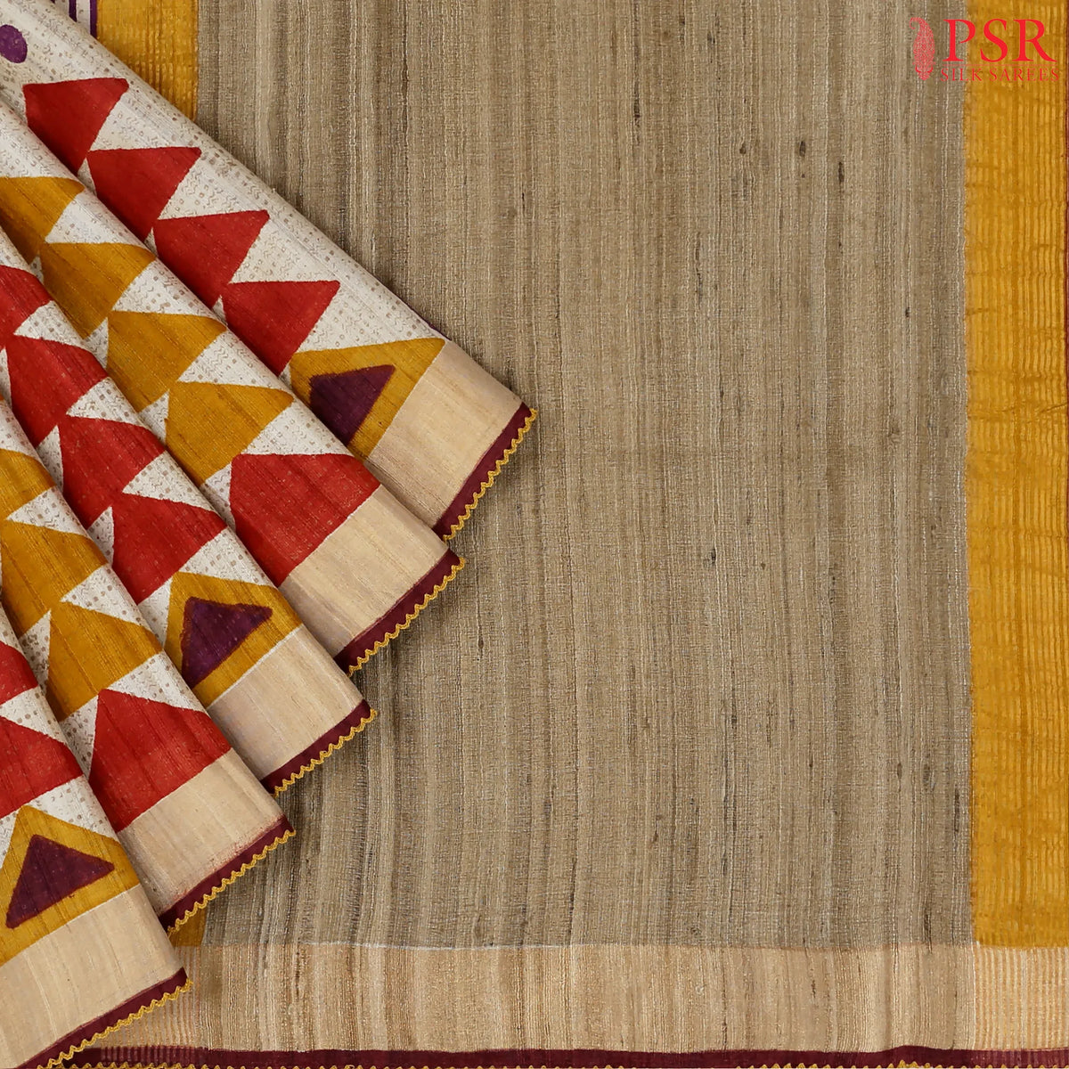Beige Kadhi Tussar Silk Saree