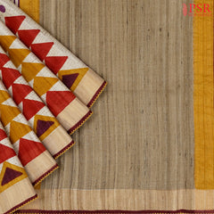 Beige Kadhi Tussar Silk Saree