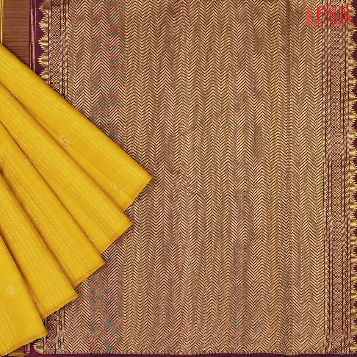 Mustard Yellow Kanchipuram Silk Saree