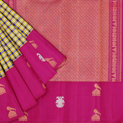 Yellow & Indigo Kanchipuram Silk Saree