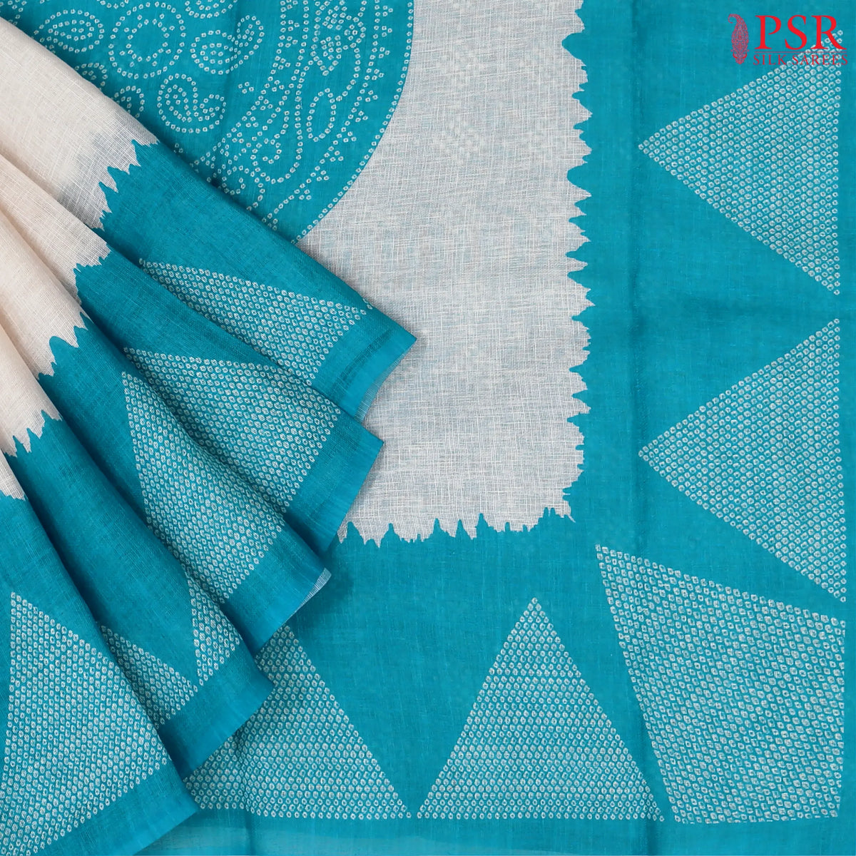 Floral White Linen Saree