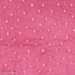 Pink Crushed Bandhini Cotton Dress Material