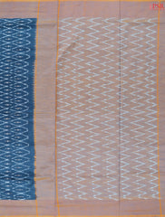 Peacock Blue Ikkat Cotton Saree