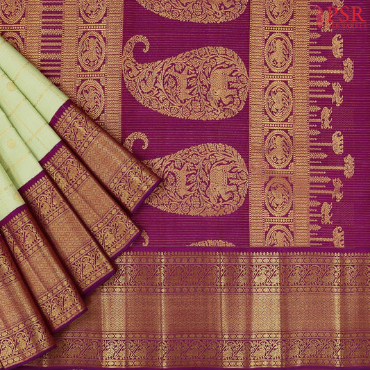 Pastel Pistachio Kanchipuram Jacquard Silk Saree