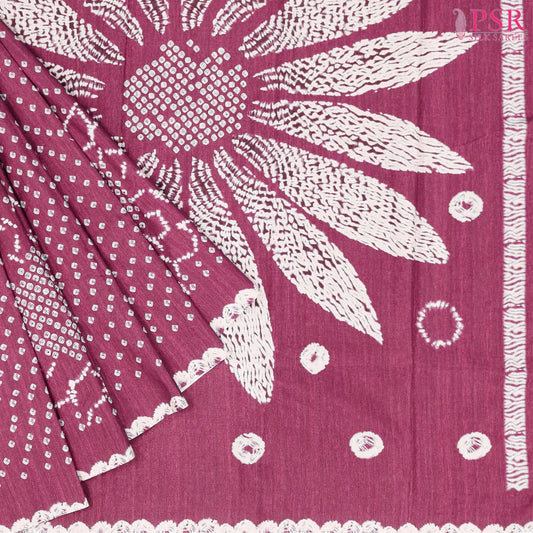 Dark Magenta Semi Tussar Saree
