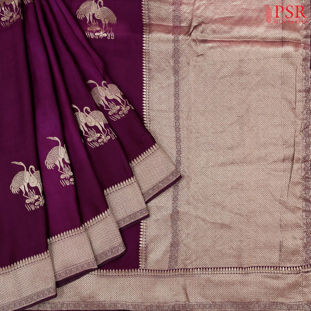 Burgundy Banarasi Habutai Satin Saree