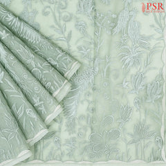 Sage Green Organza Embroidery Saree