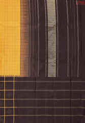Amber Yellow & Brown Kanchipuram Silk Saree