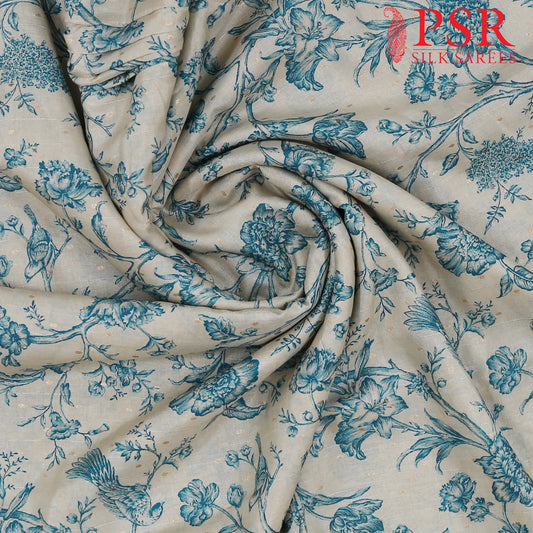 Beige Semi Tassar Print Running Material