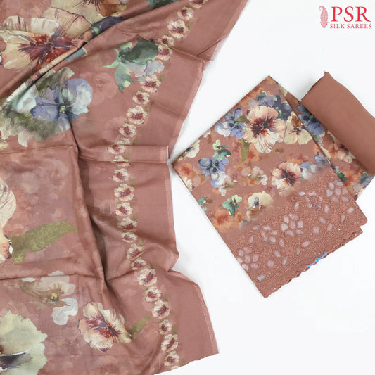 Dusty Peach Cotton Dress Material