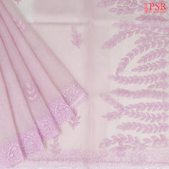 Pastel Pink Organza Embroidery Saree