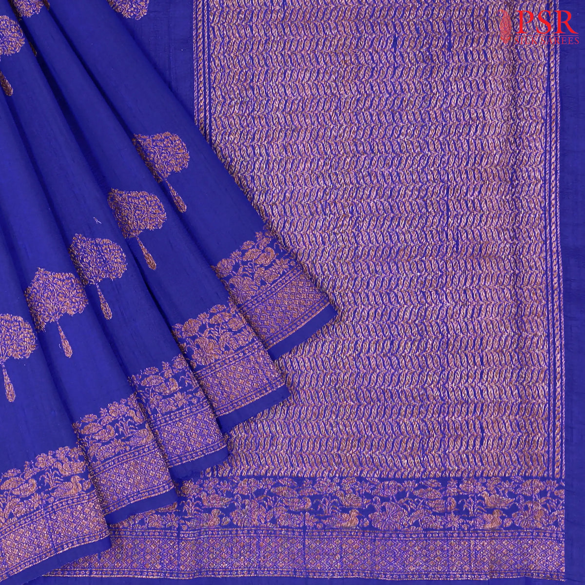Royal Blue Banaras Jute Silk Saree