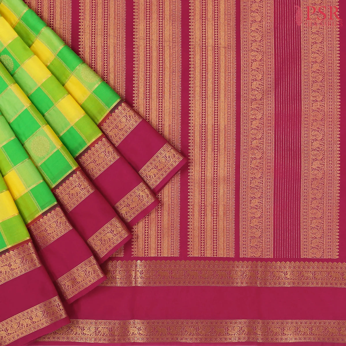 Green & Yellow Art Silk Saree