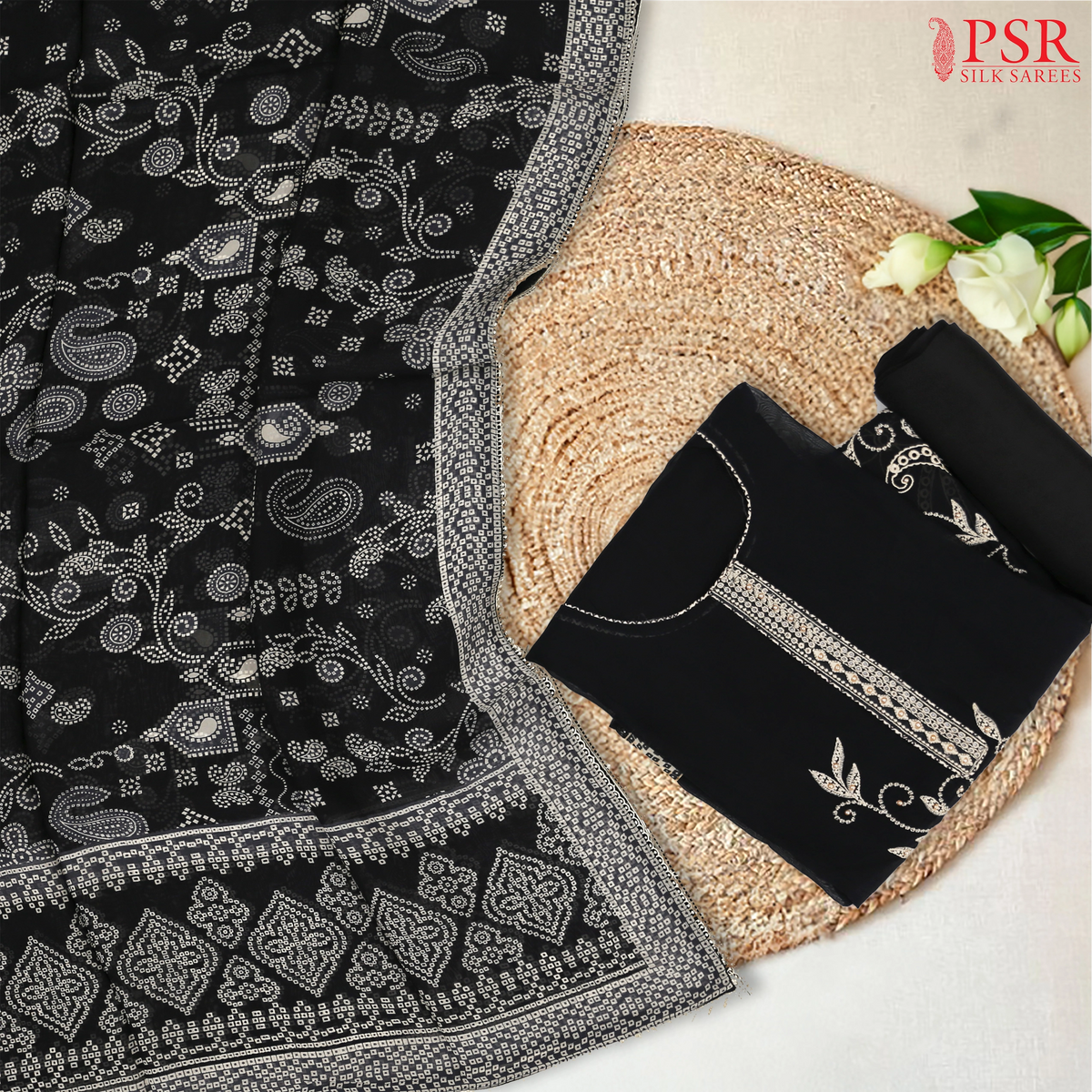 Black Organza Dress Material