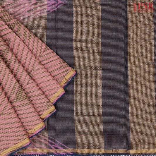 Rouge Pink Crushed Tissue Silk Saree