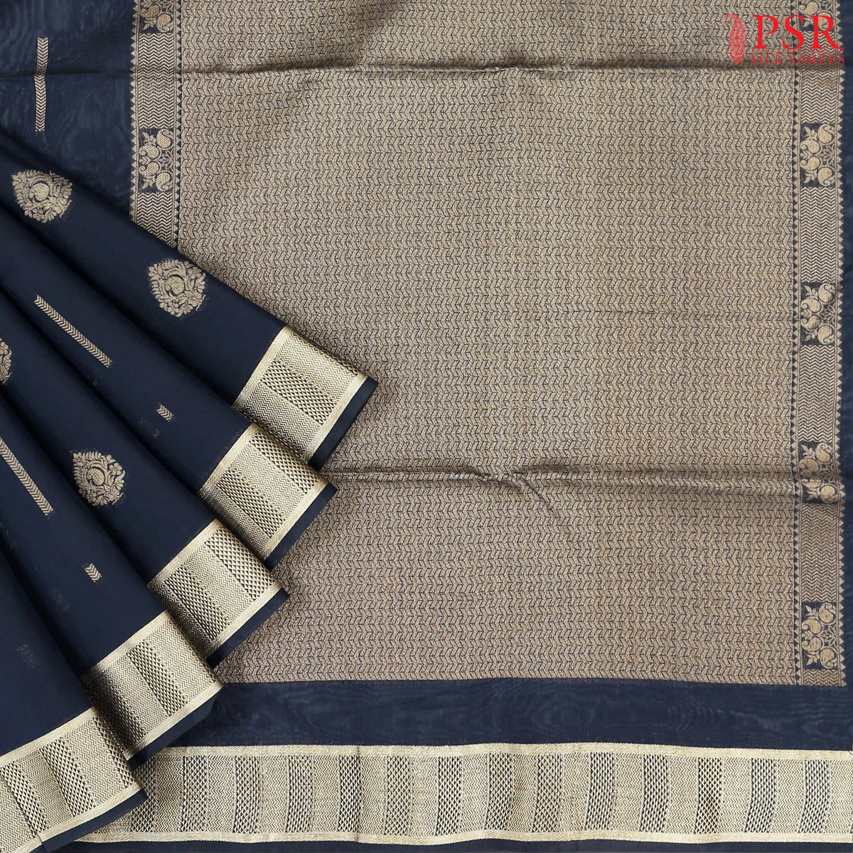 Midnight Blue Silk Cotton Saree
