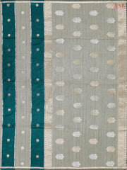 Teal & Taupe Grey Tussar Kadi Saree
