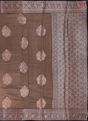 Taupe Brown Chanderi Silk Cotton Saree