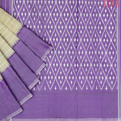 Light Olive Grey Pochampally Silk Ikat Saree