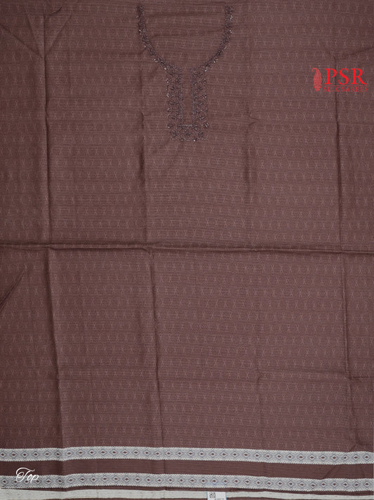 Rosewood Brown Semi Dupion Dress Material