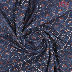 Dark Blue Ajrakh Print Running Material