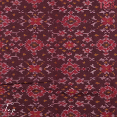 Redwood Brown & Mustard Pochampally Silk Cotton Dress Material