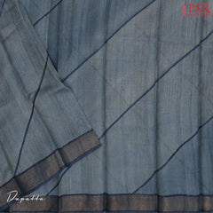 Jamestown Blue & Dark Steel Blue Kadhi Tussar Silk Dress Material