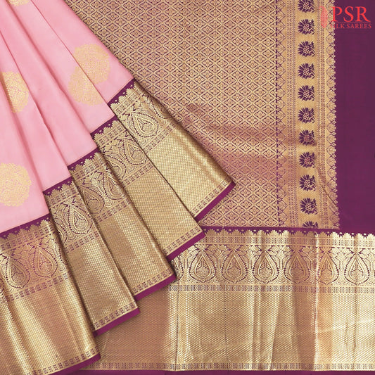 Light Pink Fancy Kanchipuram Silk Saree