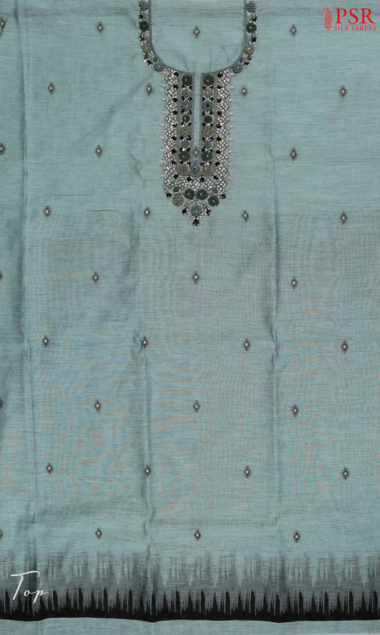 Light Teal Silk Cotton Dress Material