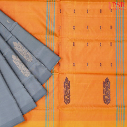 Steel Grey Vazhainaar Silk Saree