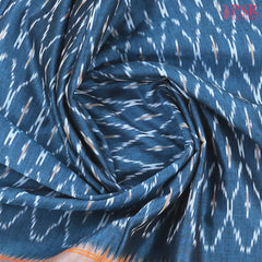 Peacock Blue Ikkat Cotton Saree