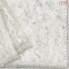 Pearl White Organza Laser Embroidery Saree