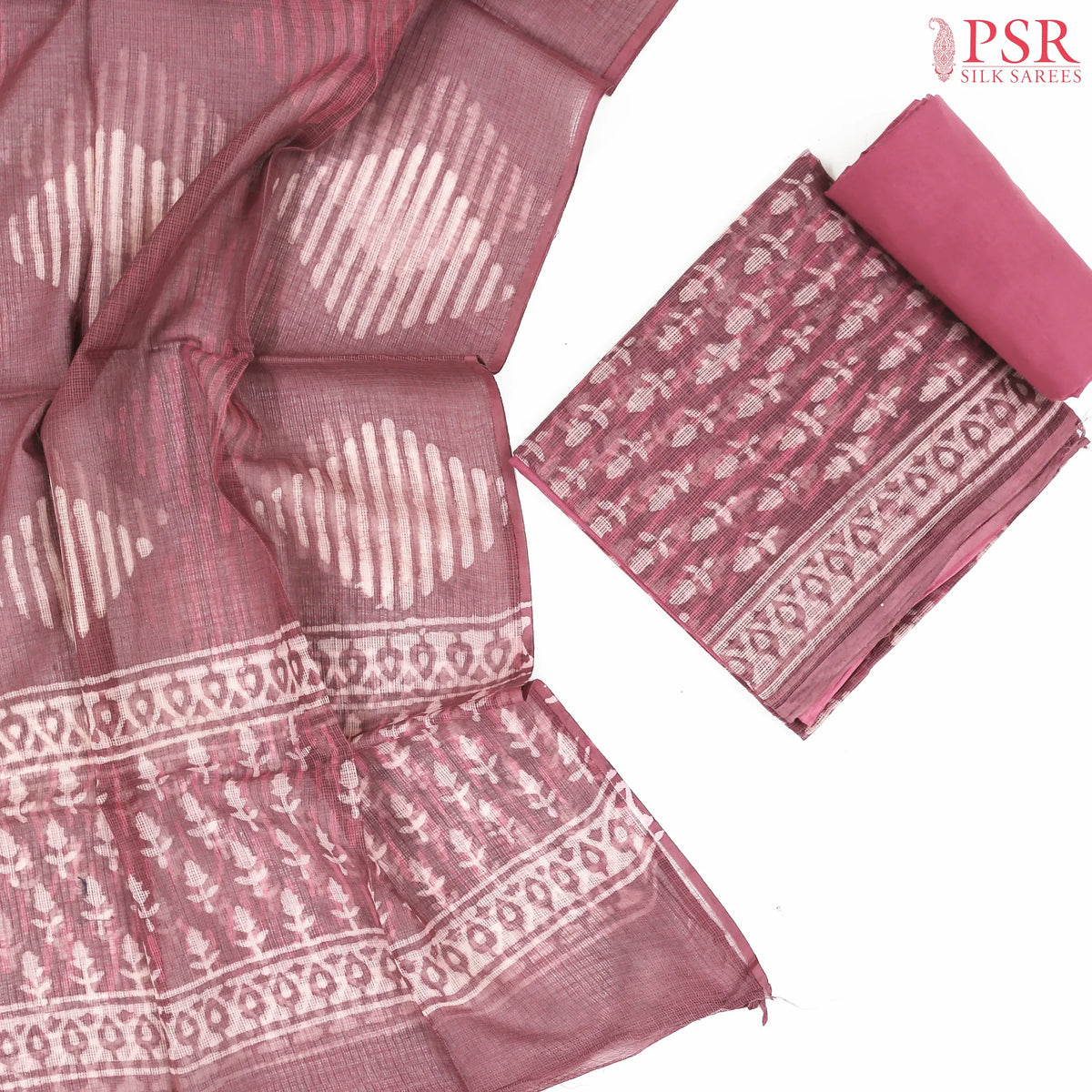 Raspberry Glance Kota Cotton Dress Material