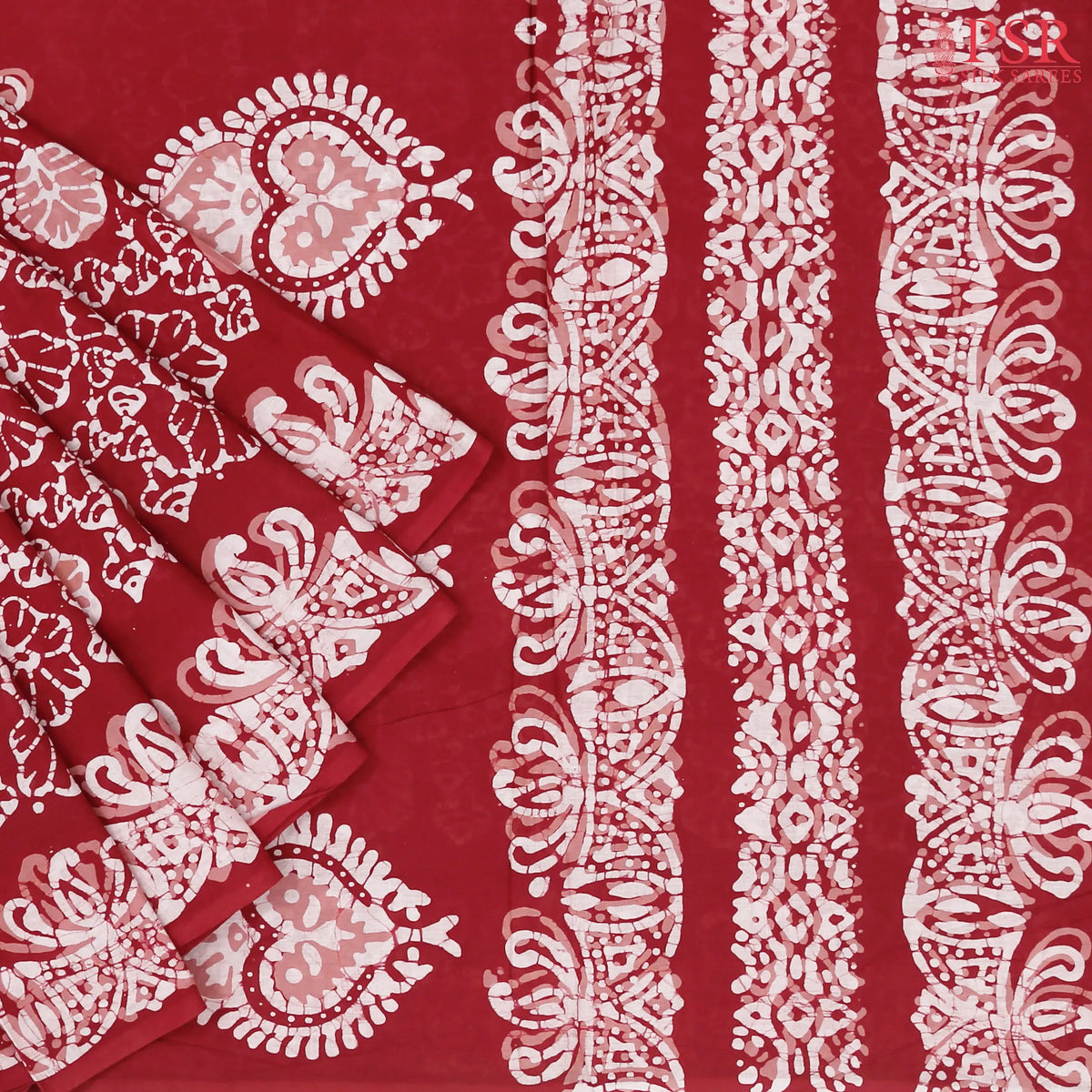 Cherry Red Silk Cotton Saree
