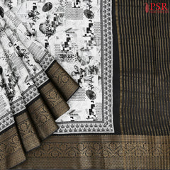 Black & White Modal Silk Saree