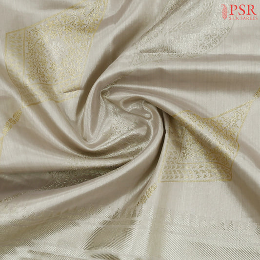 Silver Beige Kanchipuram Silk Saree